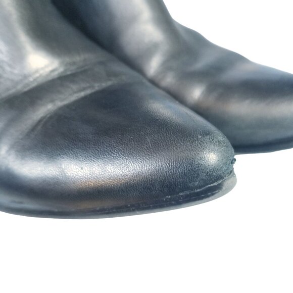 Aldo black leather pointy toe chunky heel booties size 8.5 - Picture 8 of 12